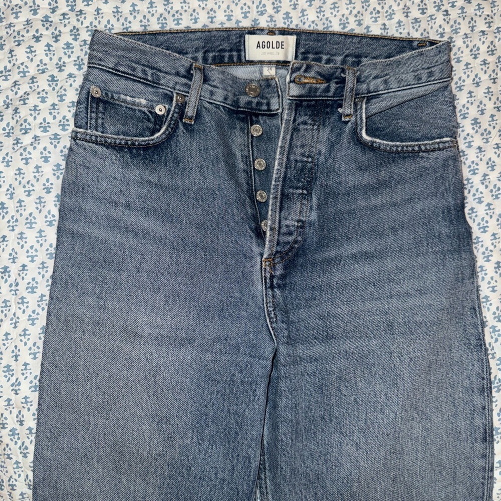 Agolde High Rise Straight Jeans - Light Blue / Navigate - Picture 4 of 7